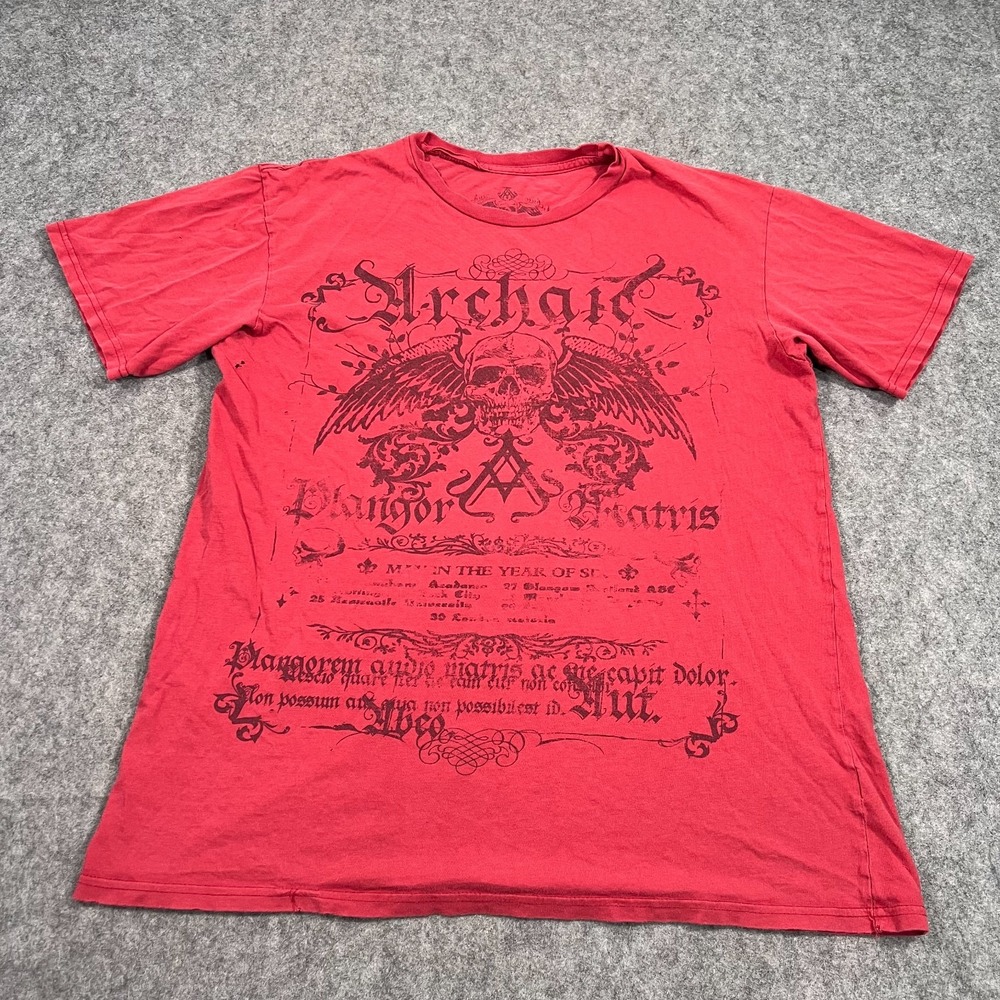 Archaic Vintage Red Short Sleeve Crew Neck Graphic T-Shirt Men's Size Large